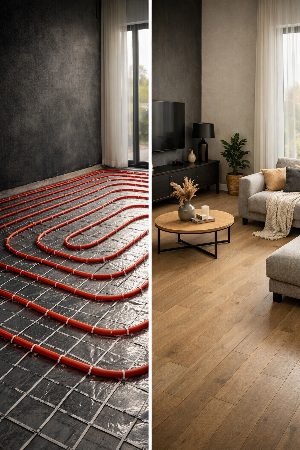 Installation plancher chauffant maison moderne